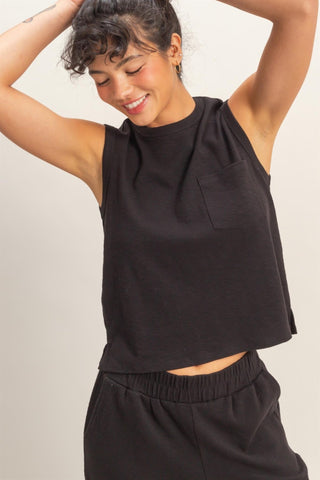 Relaxed Sleeveless Everyday Tank - Black