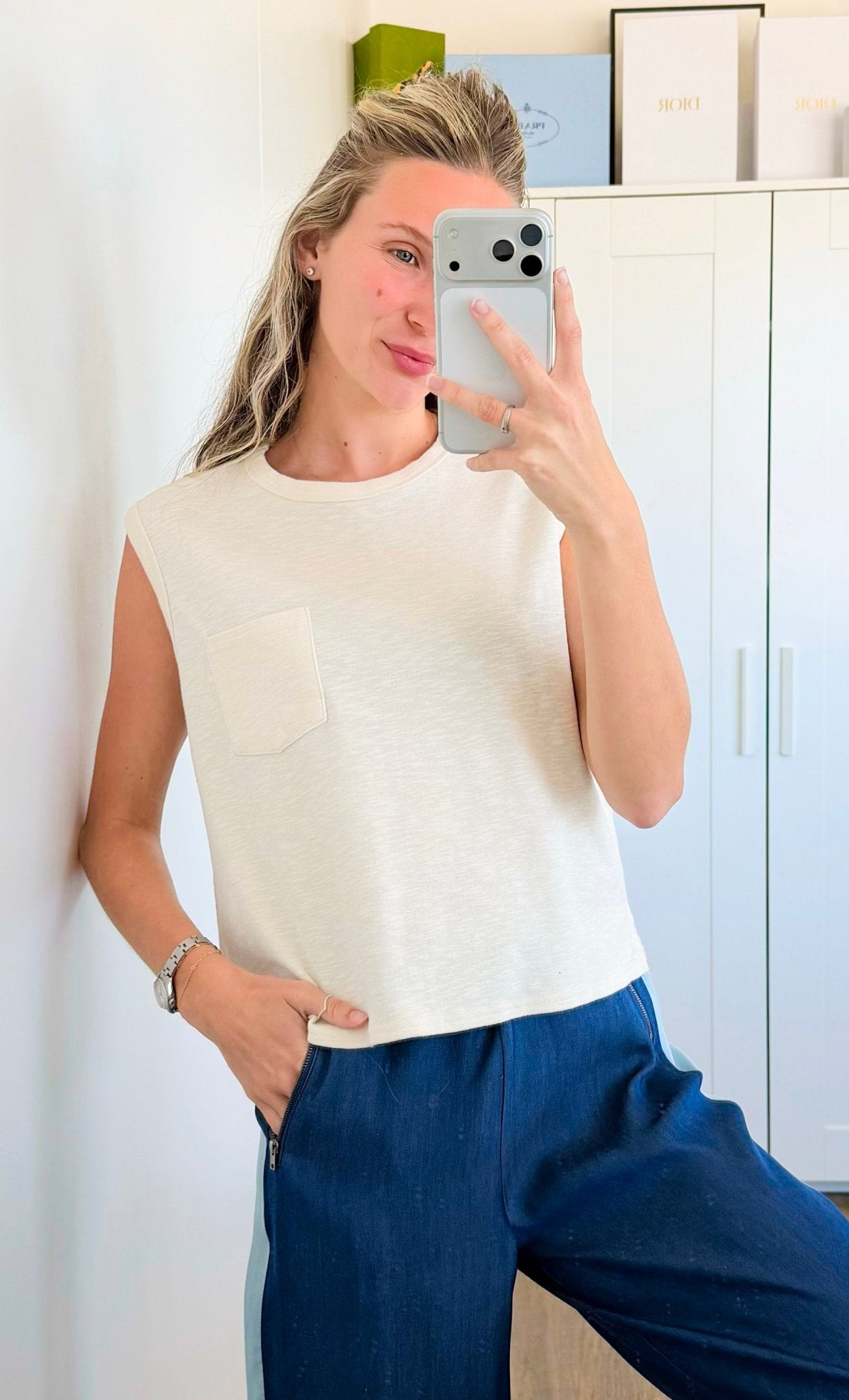 Relaxed Sleeveless Everyday Tank - Cream