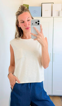 Relaxed Sleeveless Everyday Tank - Cream