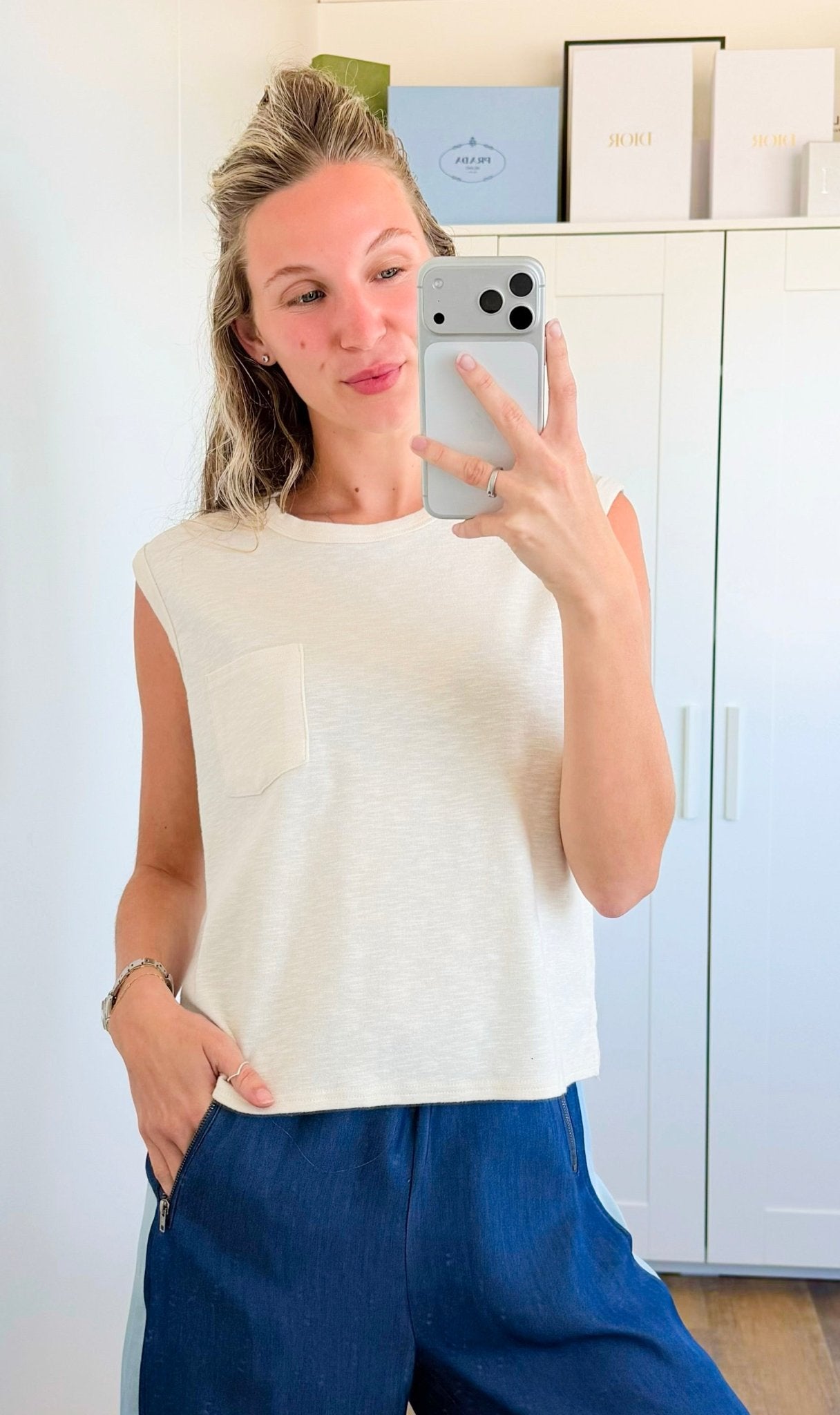 Relaxed Sleeveless Everyday Tank - Cream