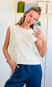 Relaxed Sleeveless Everyday Tank - Cream