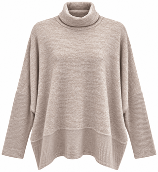 Relaxed Turtleneck Poncho Sweater - H. Mocha