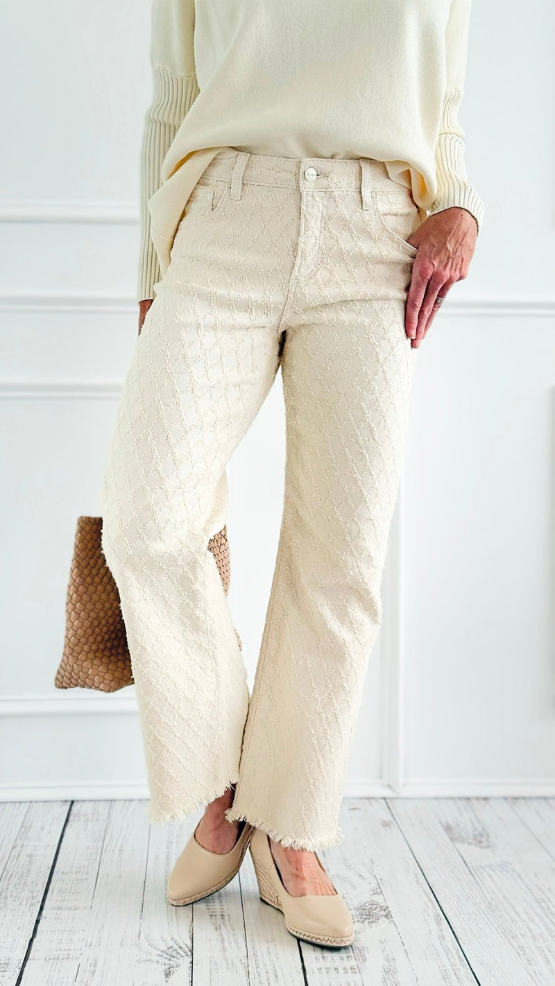 Retro Luxe Fit Textured Jeans - Ivory-190 Denim-RISEN JEANS-Coastal Bloom Boutique, find the trendiest versions of the popular styles and looks Located in Indialantic, FL