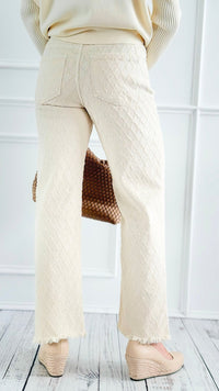 Retro Luxe Fit Textured Jeans - Ivory-190 Denim-RISEN JEANS-Coastal Bloom Boutique, find the trendiest versions of the popular styles and looks Located in Indialantic, FL