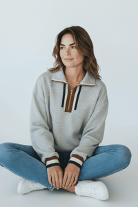 Retro Track Stripe Top - Grey-110 Long Sleeve Tops-JODIFL-Coastal Bloom Boutique, find the trendiest versions of the popular styles and looks Located in Indialantic, FL