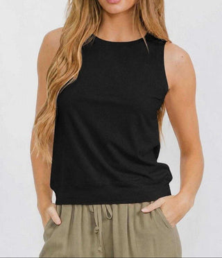 Ribbed Lounge Tank Top - Black