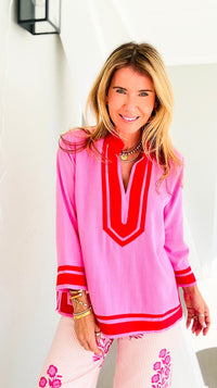 Riviera Contrast Trim Tunic Blouse