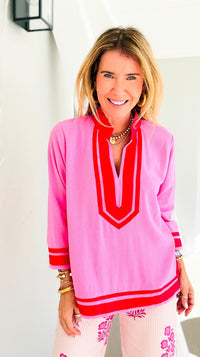 Riviera Contrast Trim Tunic Blouse