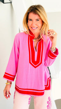 Riviera Contrast Trim Tunic Blouse