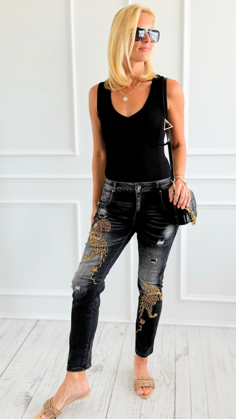 Roaring Glam Embellished Jeans-100 Pants-DIPINTO DI BLU-Coastal Bloom Boutique, find the trendiest versions of the popular styles and looks Located in Indialantic, FL