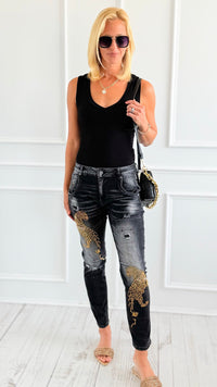 Roaring Glam Embellished Jeans-100 Pants-DIPINTO DI BLU-Coastal Bloom Boutique, find the trendiest versions of the popular styles and looks Located in Indialantic, FL