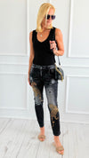 Roaring Glam Embellished Jeans-100 Pants-DIPINTO DI BLU-Coastal Bloom Boutique, find the trendiest versions of the popular styles and looks Located in Indialantic, FL