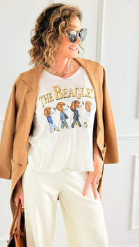 Rockstar Paws Italian Graphic Top- White-110 short Sleeve Top-GI STUDIO-Coastal Bloom Boutique, find the trendiest versions of the popular styles and looks Located in Indialantic, FL