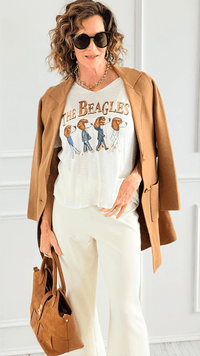 Rockstar Paws Italian Graphic Top- White-110 short Sleeve Top-GI STUDIO-Coastal Bloom Boutique, find the trendiest versions of the popular styles and looks Located in Indialantic, FL