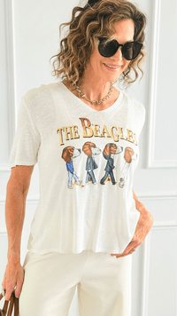 Rockstar Paws Italian Graphic Top- White-110 short Sleeve Top-GI STUDIO-Coastal Bloom Boutique, find the trendiest versions of the popular styles and looks Located in Indialantic, FL