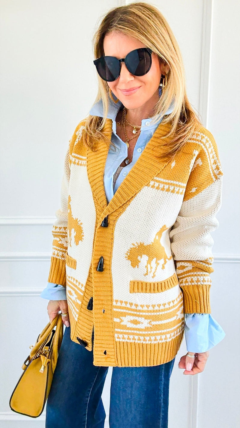 Rodeo Cowboy Cardiigan -Mustard-140 Sweaters-Original USA-Coastal Bloom Boutique, find the trendiest versions of the popular styles and looks Located in Indialantic, FL