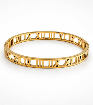 Roman Numeral Cutout Bangle Bracelet