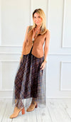 Romance In plaid Tulle Italian Skirt- Brown-170 Bottoms-AZUL MONACO-Coastal Bloom Boutique, find the trendiest versions of the popular styles and looks Located in Indialantic, FL