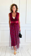 Romance In plaid Tulle Italian Skirt- Wine-170 Bottoms-AZUL MONACO-Coastal Bloom Boutique, find the trendiest versions of the popular styles and looks Located in Indialantic, FL