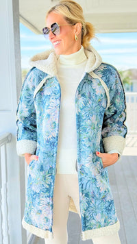 Romantic Heritage Hooded Coat - Seafoam/Blue-160 Jackets-mystree-Coastal Bloom Boutique, find the trendiest versions of the popular styles and looks Located in Indialantic, FL