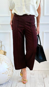 Rose Cropped Wide Leg Pant - Black Red-100 Pants-spin usa-Coastal Bloom Boutique, find the trendiest versions of the popular styles and looks Located in Indialantic, FL