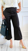 Rose Cropped Wide Leg Pant - Black Rose-100 Pants-spin usa-Coastal Bloom Boutique, find the trendiest versions of the popular styles and looks Located in Indialantic, FL