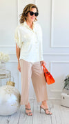 Rose Cropped Wide Leg Pant - Tan-100 Pants-spin usa-Coastal Bloom Boutique, find the trendiest versions of the popular styles and looks Located in Indialantic, FL