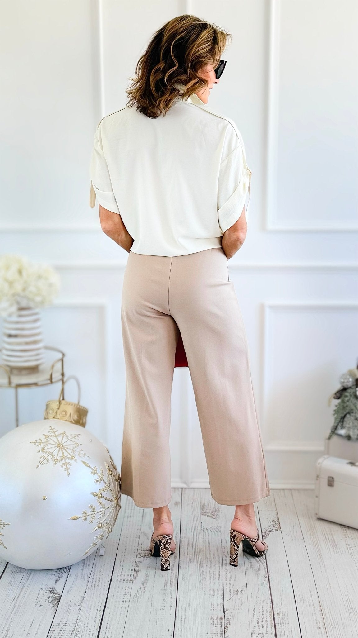 Rose Cropped Wide Leg Pant - Tan-100 Pants-spin usa-Coastal Bloom Boutique, find the trendiest versions of the popular styles and looks Located in Indialantic, FL