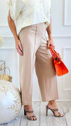 Rose Cropped Wide Leg Pant - Tan-100 Pants-spin usa-Coastal Bloom Boutique, find the trendiest versions of the popular styles and looks Located in Indialantic, FL