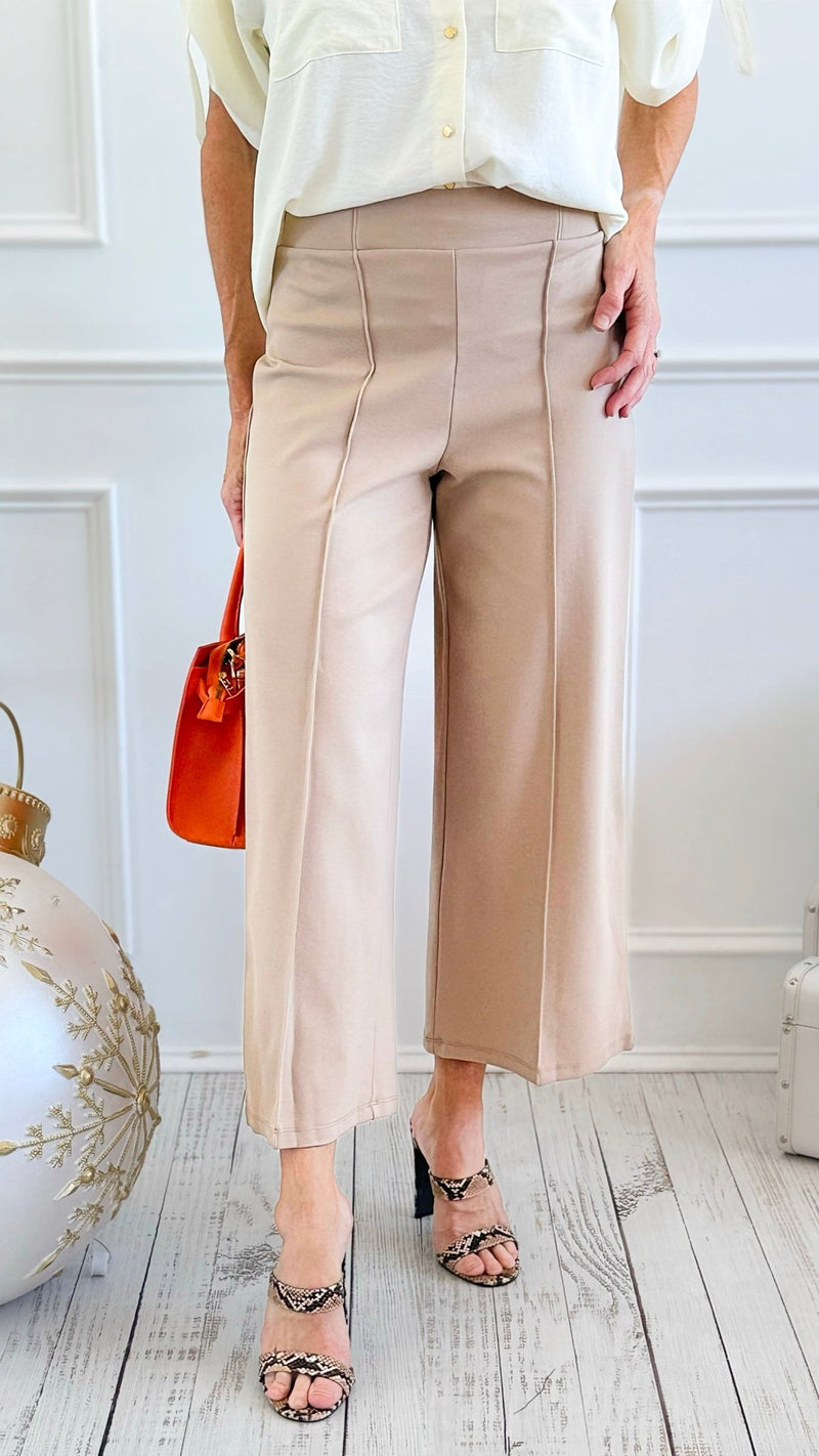 Rose Cropped Wide Leg Pant - Tan-100 Pants-spin usa-Coastal Bloom Boutique, find the trendiest versions of the popular styles and looks Located in Indialantic, FL