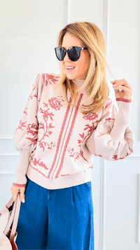 Roses in Bloom Sweater-140 Sweaters-Fate By LFD-Coastal Bloom Boutique, find the trendiest versions of the popular styles and looks Located in Indialantic, FL