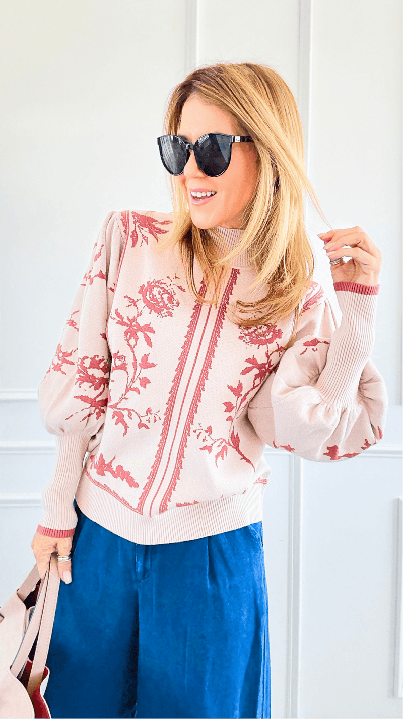 Roses in Bloom Sweater-140 Sweaters-Fate By LFD-Coastal Bloom Boutique, find the trendiest versions of the popular styles and looks Located in Indialantic, FL