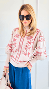 Roses in Bloom Sweater-140 Sweaters-Fate By LFD-Coastal Bloom Boutique, find the trendiest versions of the popular styles and looks Located in Indialantic, FL