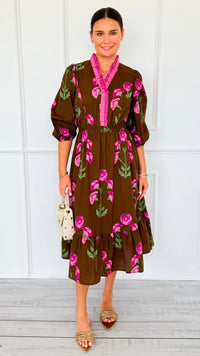 Rosewood Bloom Printed Ruffle Dress-200 Dresses/Jumpsuits/Rompers-Umgee-Coastal Bloom Boutique, find the trendiest versions of the popular styles and looks Located in Indialantic, FL