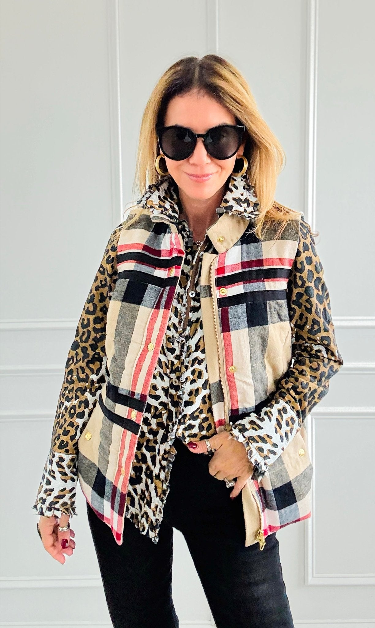 Rosey Plaid Flannel Vest-160 Jackets-Dizzy Lizzie-Coastal Bloom Boutique, find the trendiest versions of the popular styles and looks Located in Indialantic, FL