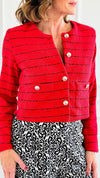 Rouge Riviera Tweed Jacket-160 Jackets-IRIS-Coastal Bloom Boutique, find the trendiest versions of the popular styles and looks Located in Indialantic, FL