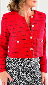 Rouge Riviera Tweed Jacket-160 Jackets-IRIS-Coastal Bloom Boutique, find the trendiest versions of the popular styles and looks Located in Indialantic, FL