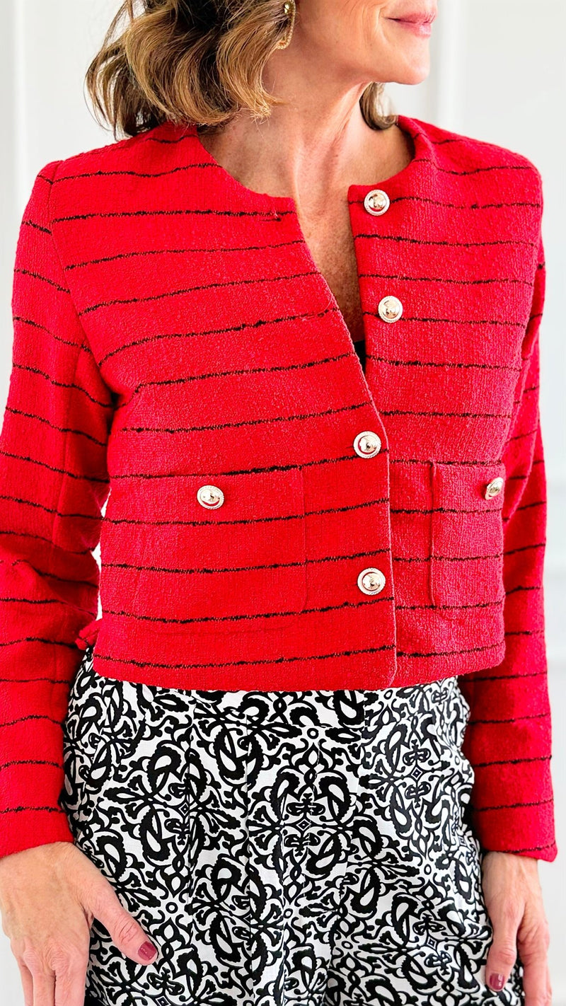 Rouge Riviera Tweed Jacket-160 Jackets-IRIS-Coastal Bloom Boutique, find the trendiest versions of the popular styles and looks Located in Indialantic, FL
