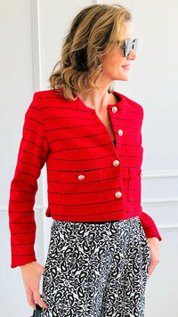 Rouge Riviera Tweed Jacket-160 Jackets-IRIS-Coastal Bloom Boutique, find the trendiest versions of the popular styles and looks Located in Indialantic, FL