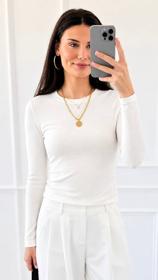 Round Neck Knit Top - Ivory