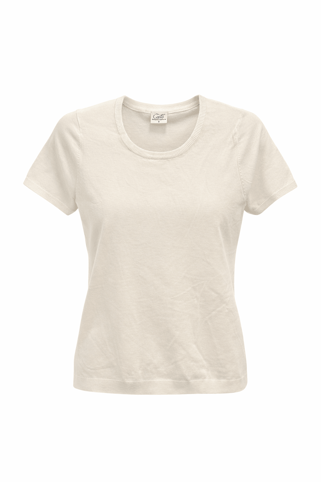 Round Neck Short Sleeve Top - Ivory