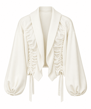 Ruched Cascade Scuba Italian Jacket- Off White