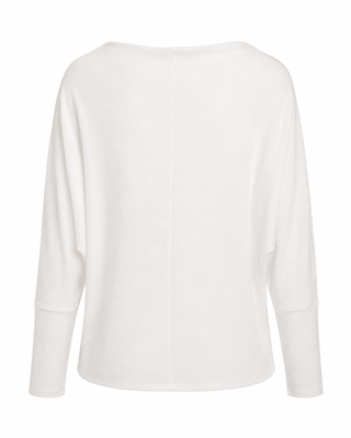 Ruched Sleeve Boat Neck Dolman Top - Ivory