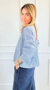 Ruffle Stripe Crop Italian Top-110 Long Sleeve Tops-TATTOO Z-Coastal Bloom Boutique, find the trendiest versions of the popular styles and looks Located in Indialantic, FL