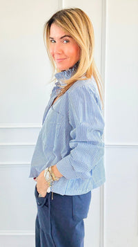 Ruffle Stripe Crop Italian Top-110 Long Sleeve Tops-TATTOO Z-Coastal Bloom Boutique, find the trendiest versions of the popular styles and looks Located in Indialantic, FL