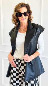 Run the City Vegan Leather Vest - Black-160 Jackets-ROUSSEAU-Coastal Bloom Boutique, find the trendiest versions of the popular styles and looks Located in Indialantic, FL