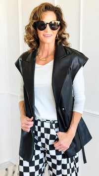 Run the City Vegan Leather Vest - Black-160 Jackets-ROUSSEAU-Coastal Bloom Boutique, find the trendiest versions of the popular styles and looks Located in Indialantic, FL
