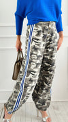 Run Wild Stripe Detail Pants - Grey Camo-170 Bottoms-POL-Coastal Bloom Boutique, find the trendiest versions of the popular styles and looks Located in Indialantic, FL
