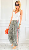 Run Wild Stripe Detail Pants - Sand Leopard-170 Bottoms-POL-Coastal Bloom Boutique, find the trendiest versions of the popular styles and looks Located in Indialantic, FL