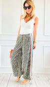 Run Wild Stripe Detail Pants - Sand Leopard-170 Bottoms-POL-Coastal Bloom Boutique, find the trendiest versions of the popular styles and looks Located in Indialantic, FL